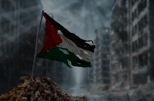 Palestiinan tuhoutunut lippu. KUVITUSKUVA