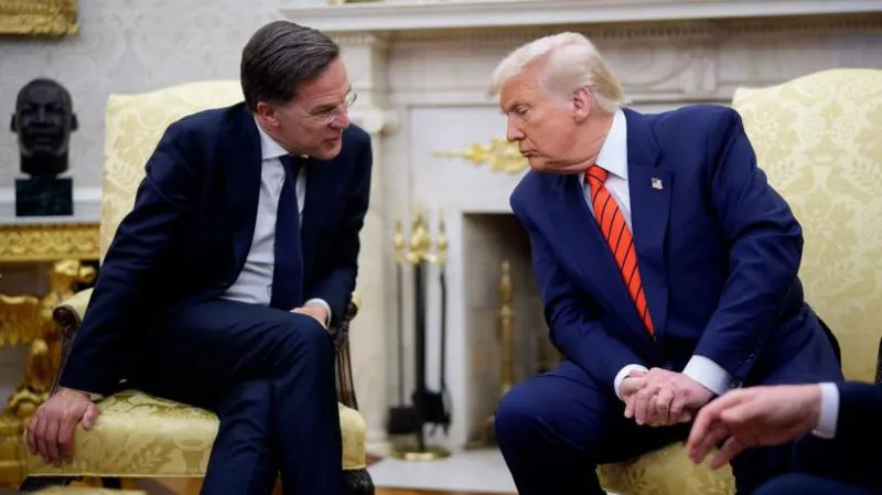 Mark Rutte ja Donald Trump kesäkuussa 2025/arkistokuva/ Getty Images