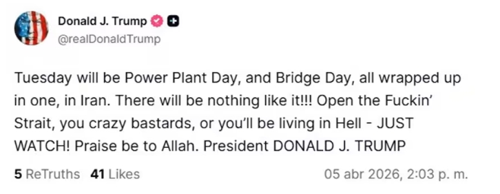 Kuvakaappaus  DONALD TRUMP / Truth Social