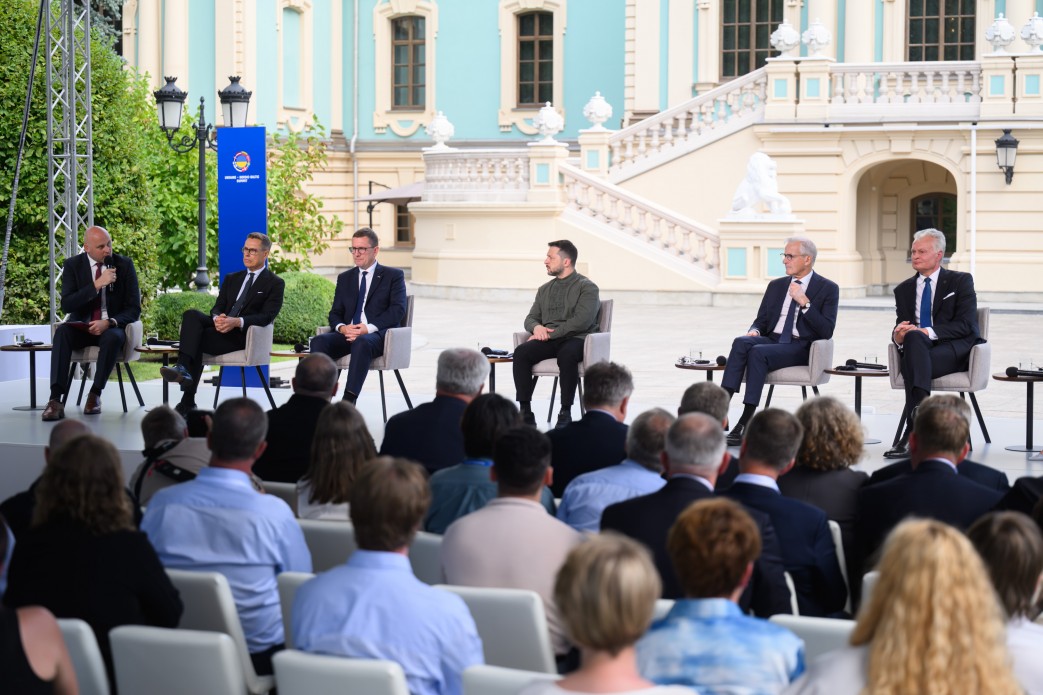 Pohjoismaiden ja Baltian maiden valtion johtajat Kiovassa 23. elokuuta 2026. UKRAINAN PRESIDENTIN KANSLIA